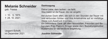 Traueranzeige von Melanie Schneider 