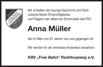 Traueranzeige von Anna Müller 