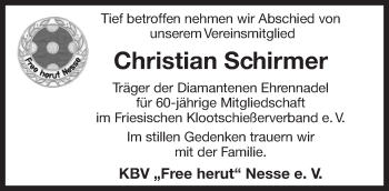 Traueranzeige von Christian Schirmer 