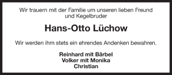 Traueranzeige von Hans-Otto Lüchow 
