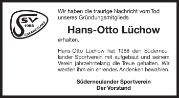 Traueranzeige von Hans-Otto Lüchow 