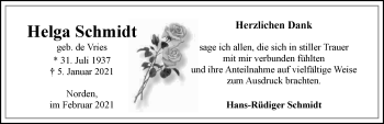 Traueranzeige von Helga Schmidt 
