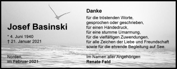 Traueranzeige von Josef Basinski 