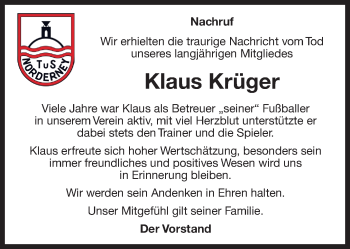Traueranzeige von Klaus Krüger 