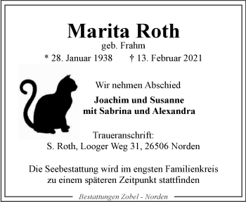 Traueranzeige von Marita Roth 
