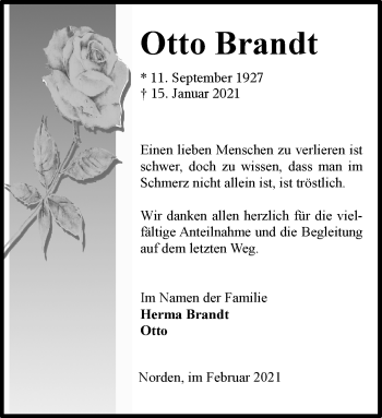 Traueranzeige von Otto Brandt 