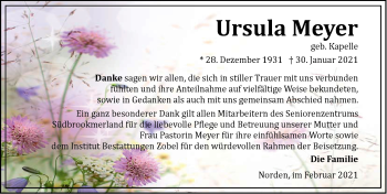 Traueranzeige von Ursula Meyer 
