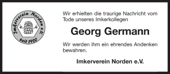 Traueranzeige von Georg Germann 