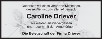 Traueranzeige von Caroline Driever 