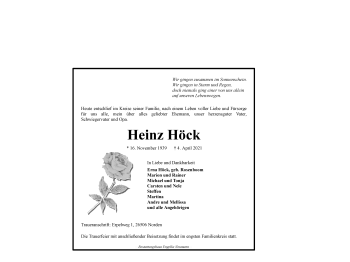 Traueranzeige von Heinz Höck 