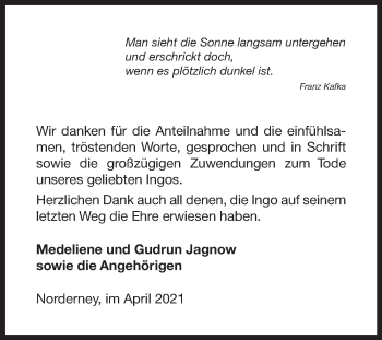 Traueranzeige von Ingo Jagnow 