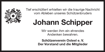Traueranzeige von Johann Schipper 
