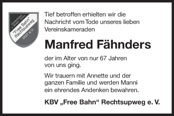 Traueranzeige von Manfred Fähnders 