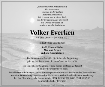 Traueranzeige von Volker Everken 