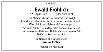 Traueranzeige von Ewald Fröhlich 