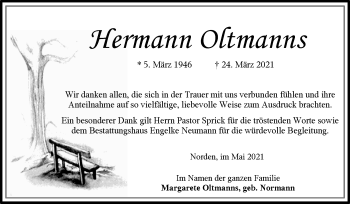 Traueranzeige von Hermann Oltmanns 