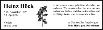 Traueranzeige von Heinz Höck 