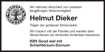Traueranzeige von Helmut Dieker 