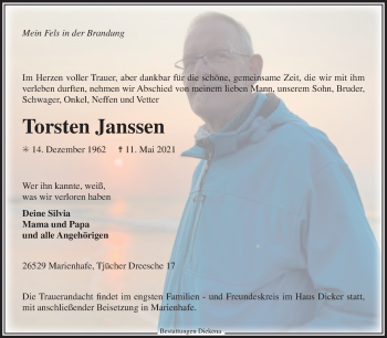 Traueranzeige von Torsten Janssen 