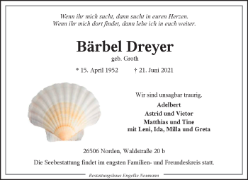 Traueranzeige von Bärbel Dreyer 