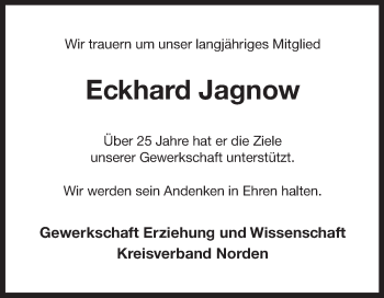 Traueranzeige von Eckhard Jagnow 