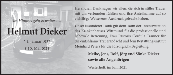 Traueranzeige von Helmut Dieker 