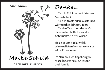 Traueranzeige von Maike Schild 