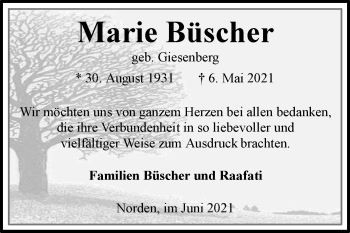 Traueranzeige von Marie Büscher 