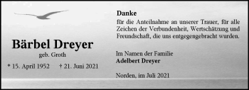 Traueranzeige von Bärbel Dreyer 