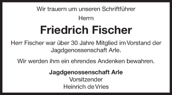 Traueranzeige von Friedrich Fischer 