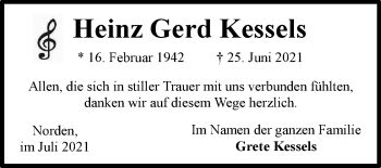 Traueranzeige von Heinz Gerd Kessels 