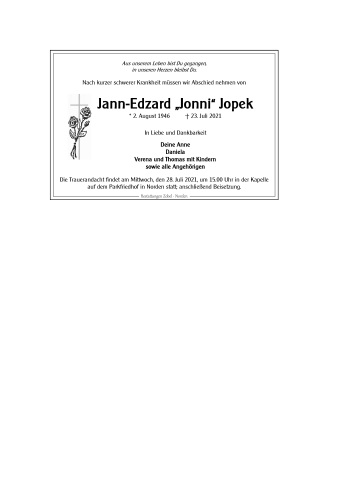 Traueranzeige von Jann-Edzard Jopek 