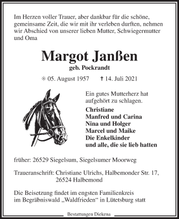 Traueranzeige von Margot Janßen 