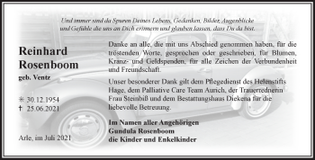 Traueranzeige von Reinhard Rosenboom 