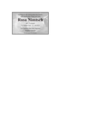 Traueranzeige von Rosa Nimtsch 