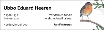 Traueranzeige von Ubbo Eduard Heeren 