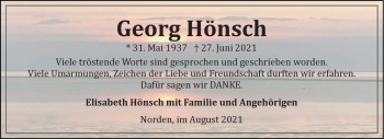Traueranzeige von Georg Hönsch 