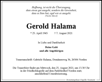 Traueranzeige von Gerold Halama 