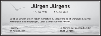 Traueranzeige von Jürgen Jürgens 
