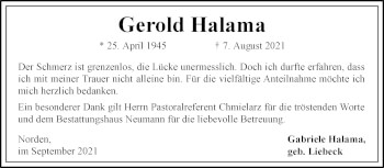 Traueranzeige von Gerold Halama 