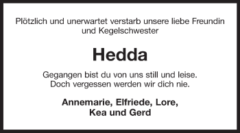 Traueranzeige von Hedda  