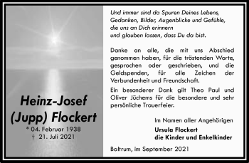 Traueranzeige von Heinz-Josef Flockert 