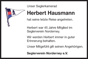 Traueranzeige von Herbert Hausmann 