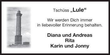 Traueranzeige von Lule  von Ostfrisischer Kurier