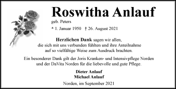 Traueranzeige von Roswitha Anlauf 