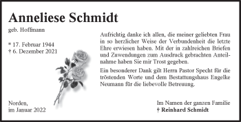 Traueranzeige von Anneliese Schmidt 