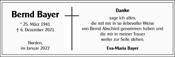 Traueranzeige von Bernd Bayer 