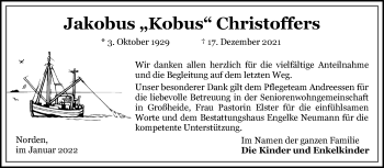 Traueranzeige von Jakobus Kobus 
