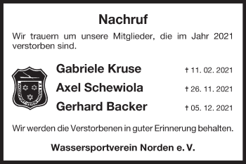 Traueranzeige von Zum Gedenken 2021 