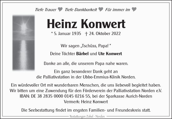 Traueranzeige von Heinz Konwert 
